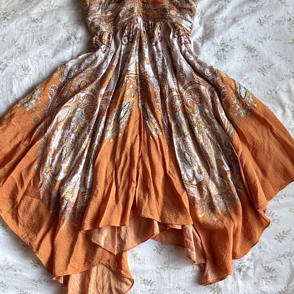 Orange handkerchief hemline midi halter neck dress size 2 in great condition - Picture 4 of 9